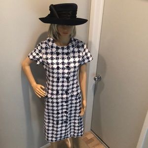 Classic Vintage McMullen Cotton Dress in Navy & Blue Pattern.
